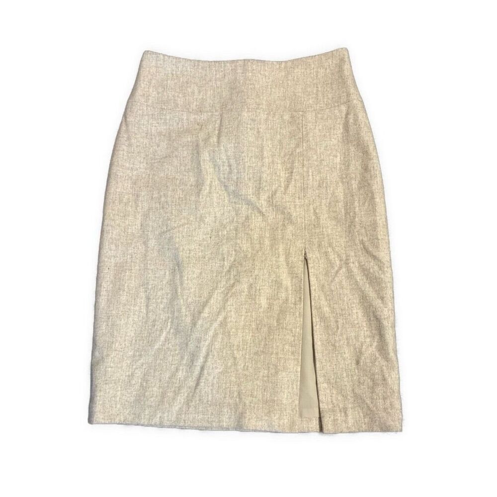 banana republic stretch beige wool nylon side slit pencil skirt 2 Xs